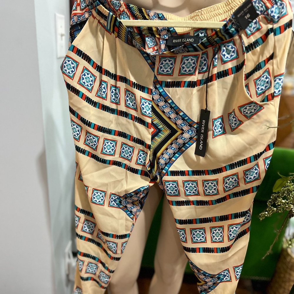 River Island Women's Aztec Trousers Pants Size 16 UK